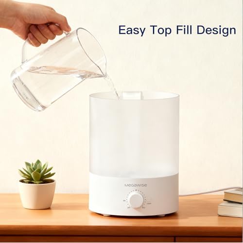MEGAWISE 2 pack 3.5L Ultrasonic Cool Mist Humidifier – Top-Fill, Essential Oil Diffuser, Quiet Operation, Night Light, Auto Shut-Off for Home & Office (2)