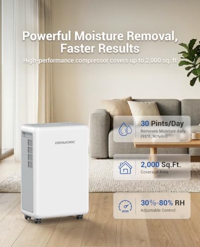 30 Pints Dehumidifier for Basement & Rooms up to 2,000 Sq.Ft