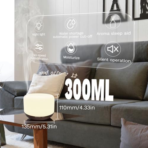 Essential Oil Diffuser, Ultrasonic Humidifier with LED Light