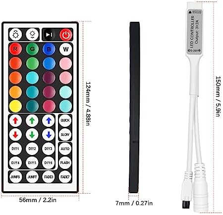 44 Key RGB LED Strip Light Remote Controller, IR Wireless LED Controller
