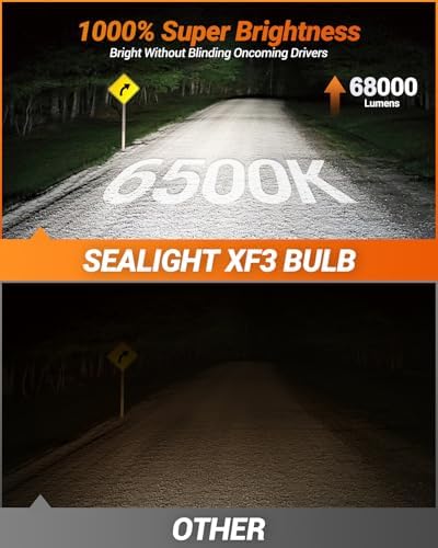 SEALIGHT H13 H10 LED Bulbs Combo, 68000 Lumens 6500K Cool White, Real 1:1 Size Fog Lights For Ford F-150 2004-2014, Pack of 4