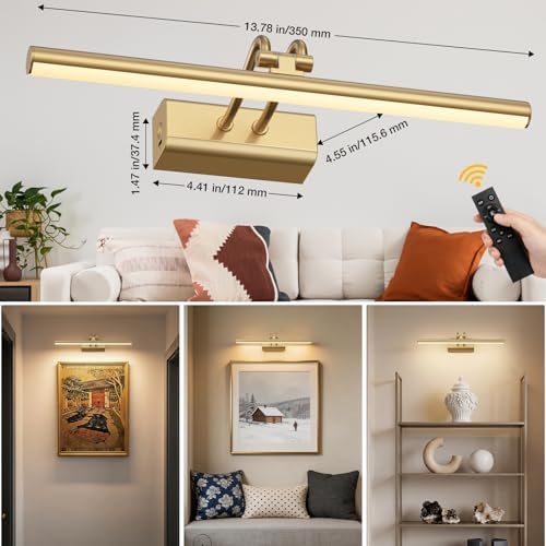 13.8'' Battery Operated Picture Light for Wall, RF Remote Control