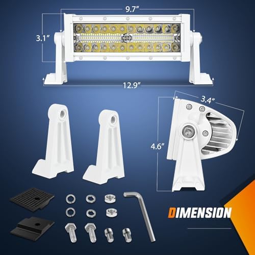 Nilight Marine LED Light Bar Navigation Lights 9.5 Inch White Spot Flood Combo Ponton Boat Deck Dock Lighting for Night Fishing T-top Stern Yacht Port Sailboat Trucks Tractors