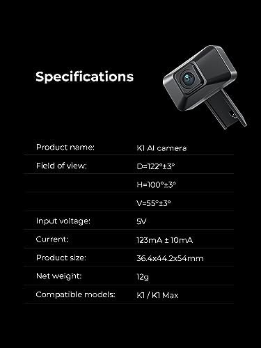 Creality K1 AI Camera, 3D Printer Camera, 1080P HD Quality, AI Detection, Time-Lapse Filming, Support APP Real-time Viewing of Printing and Pop-up Alert, for K1 MAX/SE / K1C