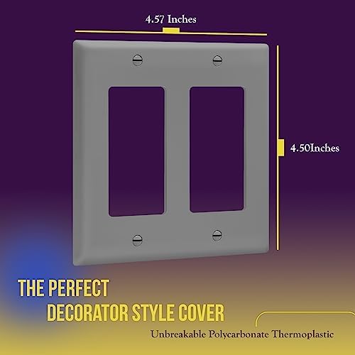 ENERLITES 2-Gang Gray Decorator Switch Outlet Wall Plate Cover, 10 Pack