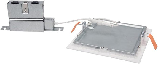 HALO HLB 6 in Square Canless Ultra-Thin LED Recessed Lighting Wafer Light, 900 Lumens, 5 Selectable Color Temperatures 2700K-5000K, Wet Rated, Energy Star Certified for Ceiling and Shower