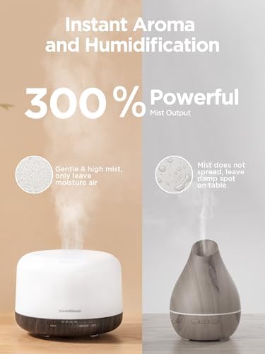 InnoGear 500ml Essential Oil Diffuser for Home Cool Mist Humidifier, Brown