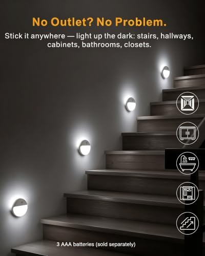 YUNLEX Toilet Light Motion Sensor 2 Pack, LED Nightlight Battery Powered