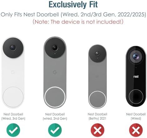 FINTIE Cover for Google Nest Doorbell Wired 2nd Gen/3rd Gen, Black/White