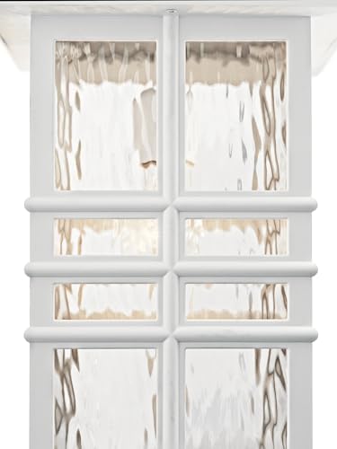 Kichler Beacon Square 14.25" Outdoor Wall Light in White, 1-Light Exterior Wall Sconce with with Clear Hammered Glass, (14.25" H x 8" W), 49830WH