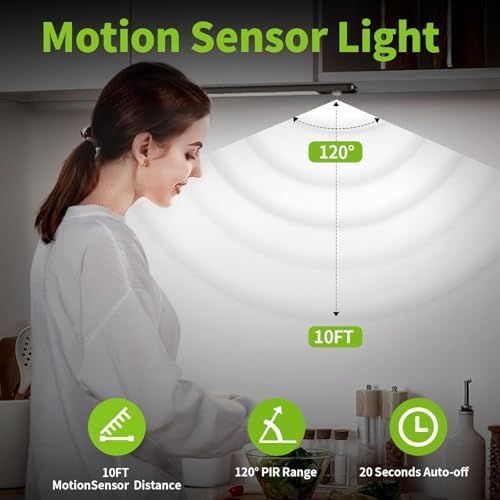 4 Pack Under Cabinet Lighting, 12in Rechargeable Motion Sensor Light Indoor