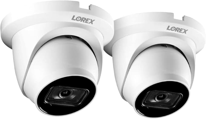 Lorex 4K (8MP) Smart IP Dome Security Camera with Listen-in Audio and Real-Time 30FPS Recording - White (2-Pack)