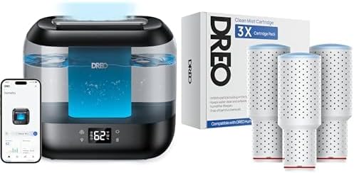 Bundle of DREO Smart Humidifiers for Bedroom + DREO Clean Mist Cartridge 3-Pack for Humidifiers