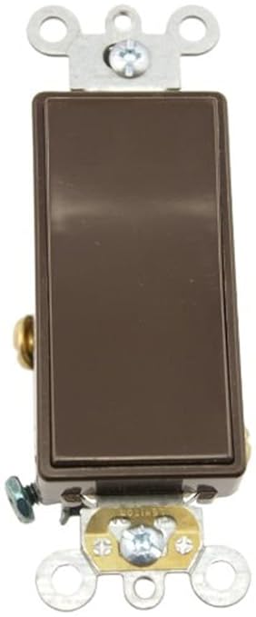 Leviton 15 Amp, 120/277 Volt, Decora Plus Rocker Single-Pole AC Quiet Switch, Commercial Grade, 5691-2, Brown