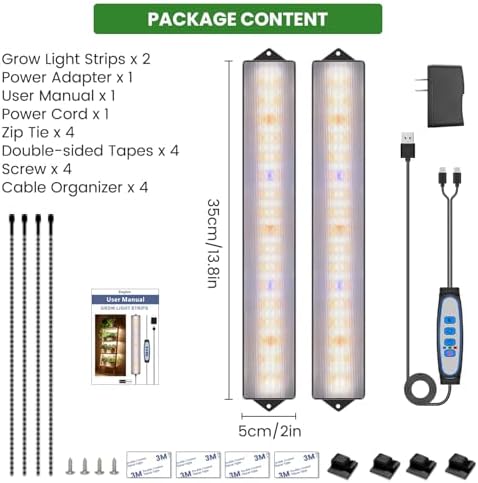 Wolezek 14in Grow Light Strip for Indoor Plants, Full Spectrum