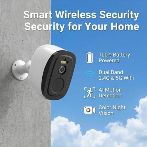2.4G/5G Security Cameras Wireless Outdoor, 2K Battery Powered Camera