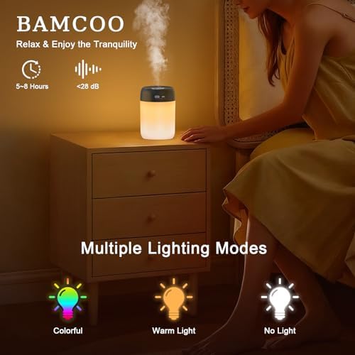 Plant Humidifier Indoor, 650ml Humidifier for Plants, Black