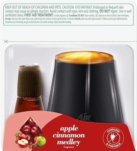 Air Wick Essential Mist Starter Kit (Diffuser + Refill), Apple Cinnamon, Fall Scent, Fall Spray, Essential Oils Diffuser, Air Freshener (Pack of 3)