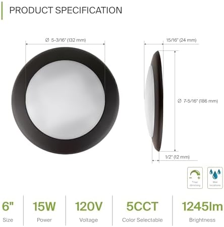 ASD 6 Pack Bronze LED Disk Lights 6 Inch, 5CCT Flush Mount Ceiling Light