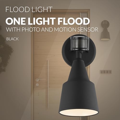 Generation Lighting 1-Light Motion Sensor Flood Light in Black