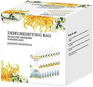 CANAGER Hanging Moisture Absorber, Jasmine Calendula Moistureproof Hanging Bag,Dehumidifier Bag (8 packs) Hanging Closet Dehumidifier Bags, Moisture Absorb 12.5 oz
