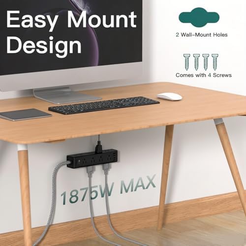 20FT Long Extension Cord, Power Strip with 12 AC Outlets & 4 USB Ports