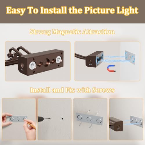 Picture Lights for Wall, 13.8in, Brown, 4000mAh, Rechargeable, RF Remote
