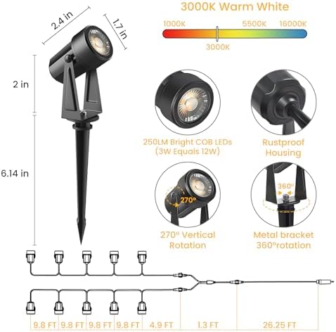 Svater Landscape Lighting Low Voltage 10 Pack IP65 Waterproof 12V Plug in