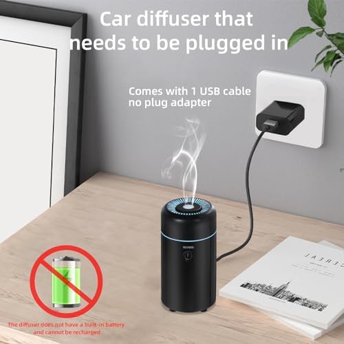 SEEDSEEL Car Aromatherapy Diffusers for Essential Oils,Mini USB Air Scent Small Humidifier with 7-LED Color Changing for Car Room Home Office Bedroom