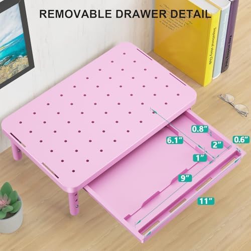 WALI Computer Monitor Stand with Storage, Monitor Riser 3 Height Adjustable