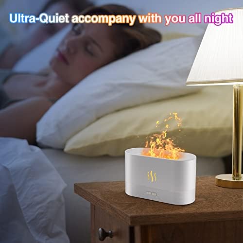 Essential Oil Diffuser, Flame Oil Diffuser - Aromatherapy Aroma Humidifier, Upgrade 7 Colors Noiseless - Perfect for Bedroom Home Office (180ml Classic Flame, White)