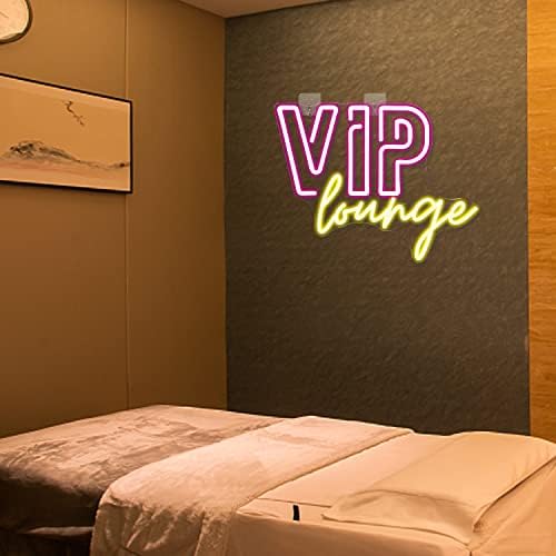 Horseneon VIP Lounge Neon Signs for Wall Decor, VIP Neon Lights Signs for Room Decor, Led Light Up Sign with USB Powered for Bar, Hotel, Cafe, VIP Room, Home Decoration (Pink& yellow)