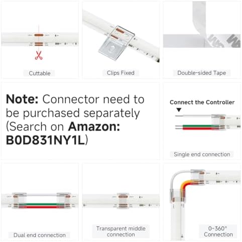 BTF-LIGHTING IP66 RGB WS2811 Smart IC FCOB COB LED Strip, UL Listed 576LEDs/m High Density Color Chasing Uniform Light, DC24V 24FT 10mm Width Tape Light for Home DIY Decor(No Adapter or Controller)