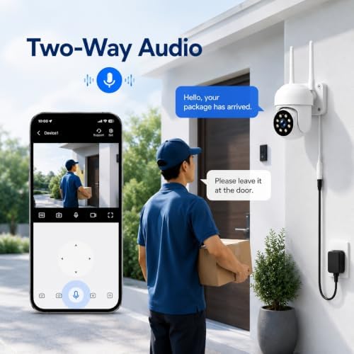 Camcamp Security Camera Wireless Outdoor, 1080P PTZ WiFi with Auto Tracking