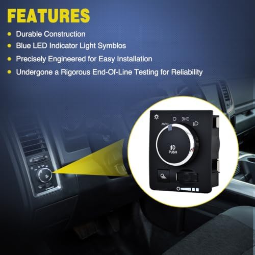 Nilight Headlight Dimmer Switch for 2010 Dodge Ram 1500 2500 3500