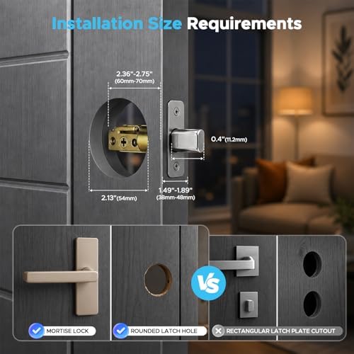Camcamp Palm Vein Smart Lock, Keyless Entry Door Lock with Handle, Smart Door Lock with Doorbell for Front Door, Built-in Wi-Fi, Auto Lock, Backlit Keypad, IP65 Waterproof, DIY Installation