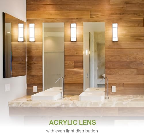 ASD LED 18" Vanity Flush Mount Light Fixture, Linear Bathroom Lighting Bar | 3CCT, Dimmable, Energy Star, ETL Listed | 20W 1650LM 3000-5000K 120V | Long Tube Bath Wall Sconce Over Mirror | Nickel