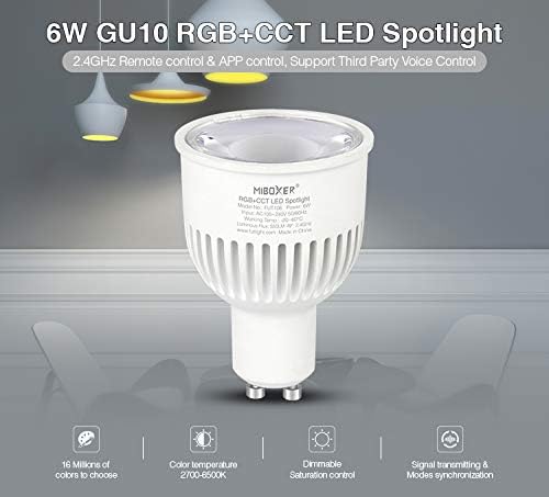 Multi-Color Smart LED Bulb 6W 2.4G Light, Mi-Light GU10 Dimmable RGB Plus CCT Smart Support Voice Control Colorful Milight Bulb, 1PCS
