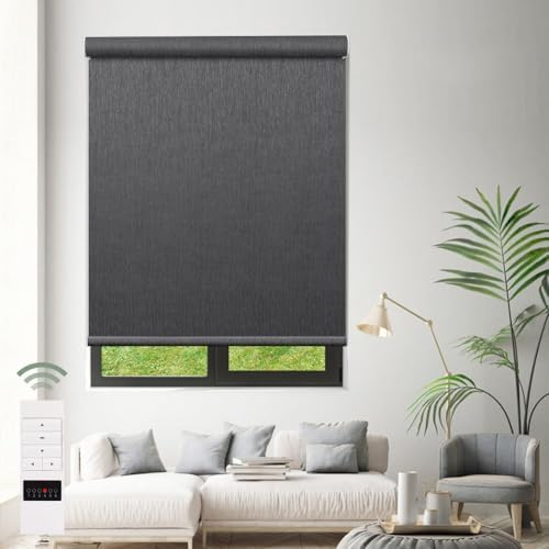 ZSHINE Motorized Blackout Roller Shades Remote Control Rechargeable(82164E)