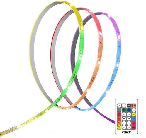 Feit Electric 100ft Chasing & Tunable White LED Tape Light, Dimmable, RGB Colors, Cuttable for Custom Fit, Slim 0.4-Inch Width, Indoor/Outdoor Plug-in Light Strip, Remote Controlled, TAPE1200/CHASE