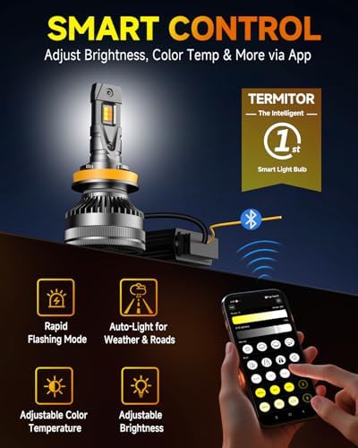 Termitor H11/H9/H8 Smart Light Bulb, Up 20X 0-166,000LM Variable Brightness
