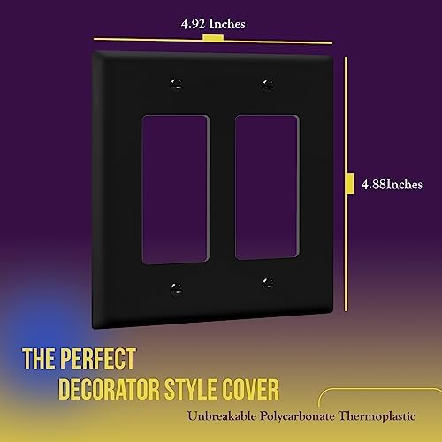 ENERLITES 2-Gang Black Mid-Size Decorator Switch Outlet Wall Plate, 10 Pack