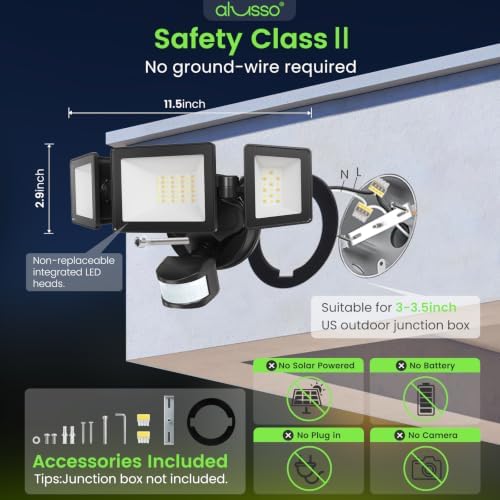 ALUSSO Motion Sensor Outdoor Lights, 40W 4000LM Flood Lights Outdoor 120V
