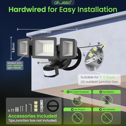 ALUSSO Motion Sensor Outdoor Lights, 40W 4500LM Flood Lights Outdoor 120V