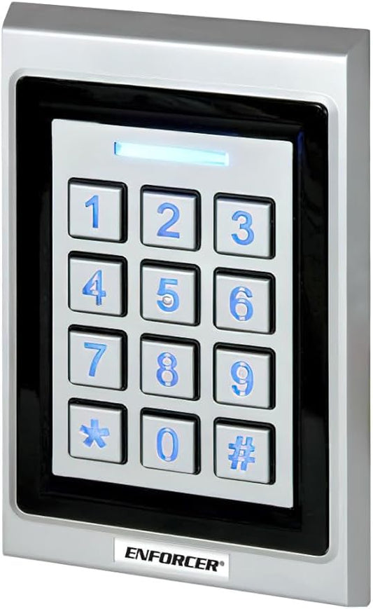 Seco-Larm SK-B141-PQ Pack of 2 Bluetooth Access Controllers; Single-Gang; Keypad, Proximity Card, or App; Tamper Alarm Output; Weatherproof (IP65); Wrong-Code Lockout; Hold Open; Multiple User Types