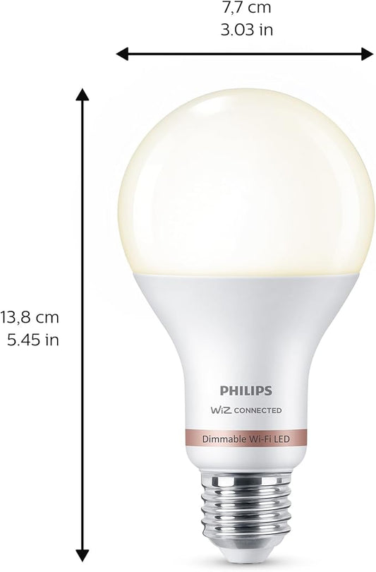 Philips Smart 100W A21 Soft White LED Smart Bulb 4-Pack - E26- Indoor - Connects to Your Wi-Fi- Control with Voice or App - Powered by WiZ Connected