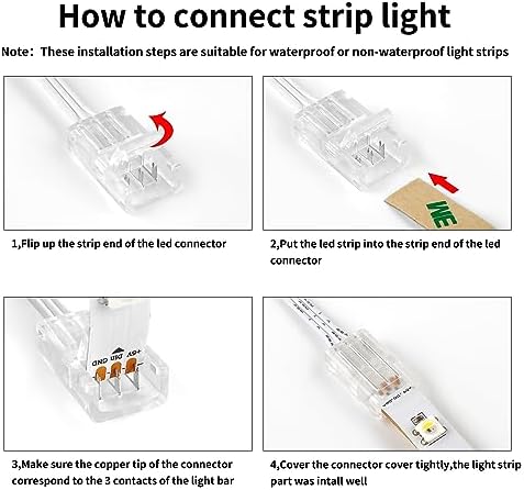 RGBZONE 10Pcs 3 Pin 8mm LED Strip Connector Kit with 32.8ft Extension Wire