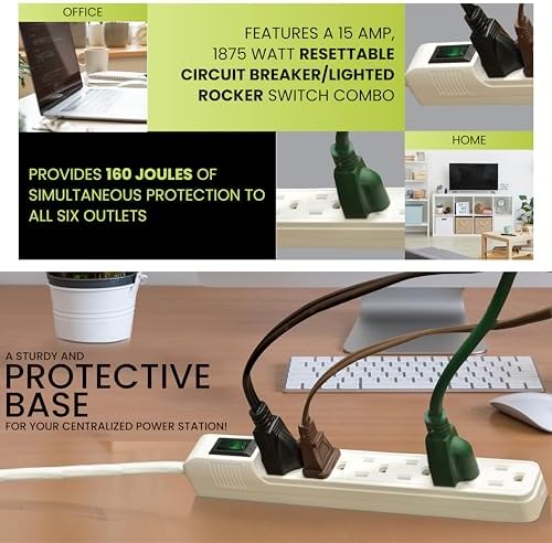 Go Green Power Inc. GG-16103MIN 6 Outlet Mini Surge Protector, White