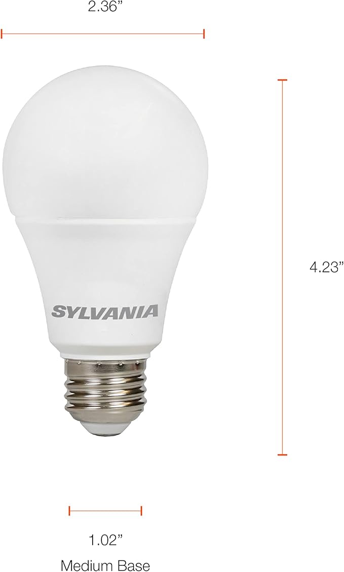 LEDVANCE Sylvania Ultra LED A19 Light Bulb, 60W Equivalent, Efficient 9W, 13 Year, 800 Lumens, Dimmable, Frosted Finish, Medium Base, 5000K, Daylight - 8 Pack (41956)