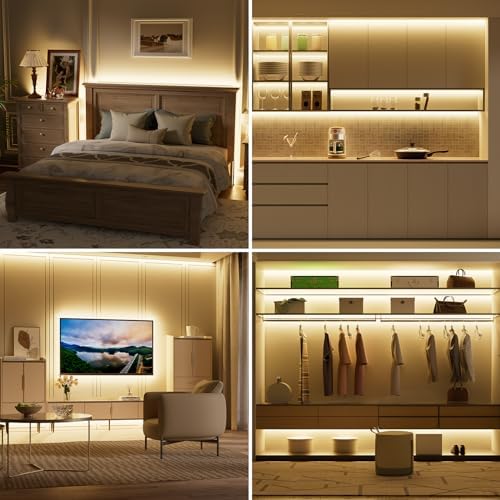 PAUTIX LED Strip Warm White 20ft/6.1m,Smart LED Strip Light Kit Compatible with Alexa/Google Assistant,Dimmable 24V 3000K COB LED Strip Light for Bedroom,Kitchen,Cabinet,Mirror,Sunroom